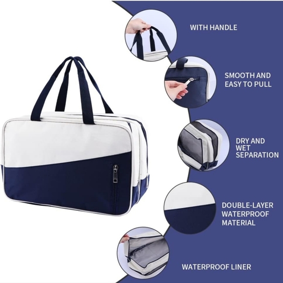Beac-h Bags Gym Pool, Beach Tote Bag with Waterproof  Phone Pouch Zipper - Picture 1 of 4